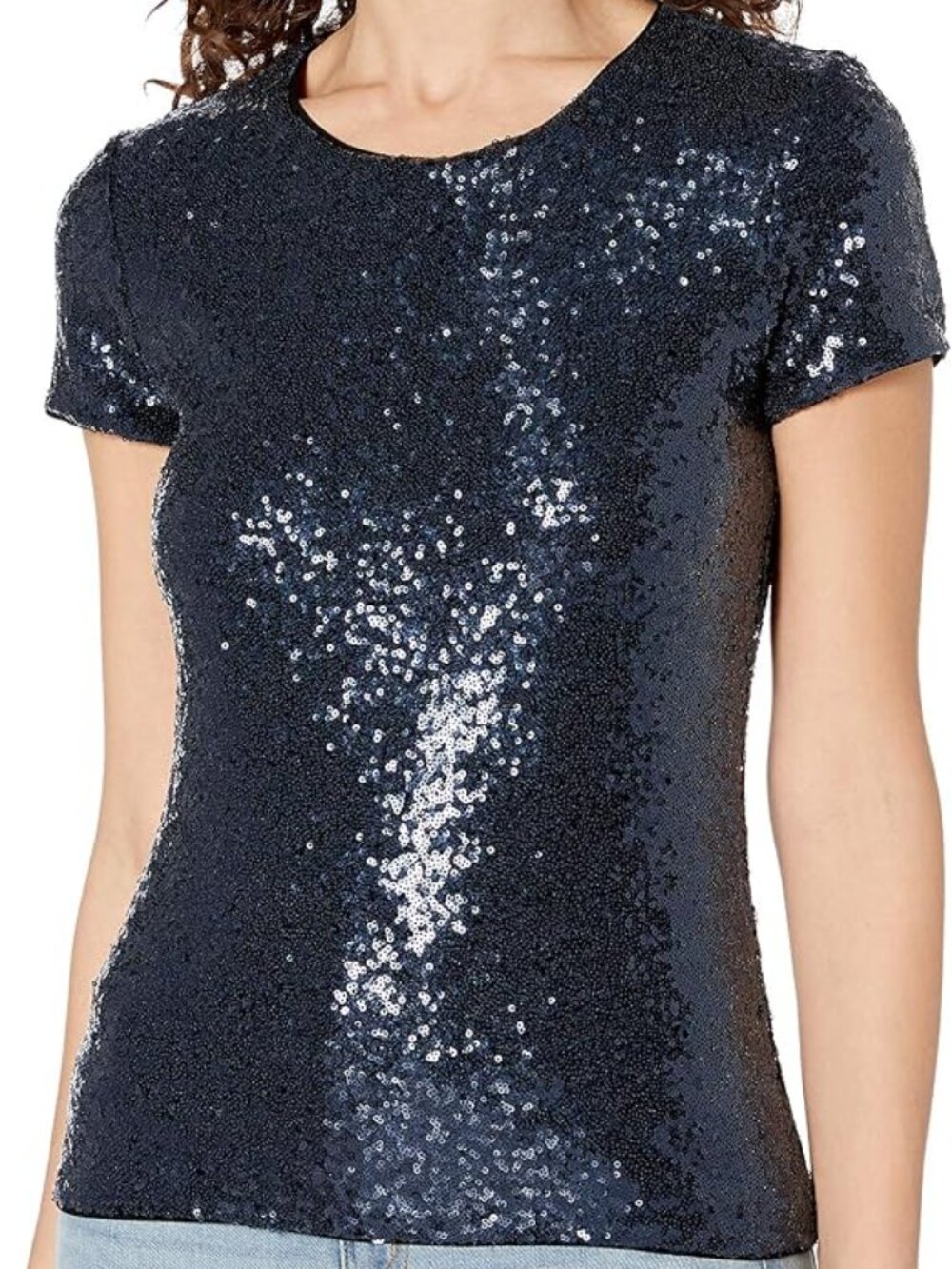 Like New Bailey/44 Edie Sequin Tee in Navy Blue